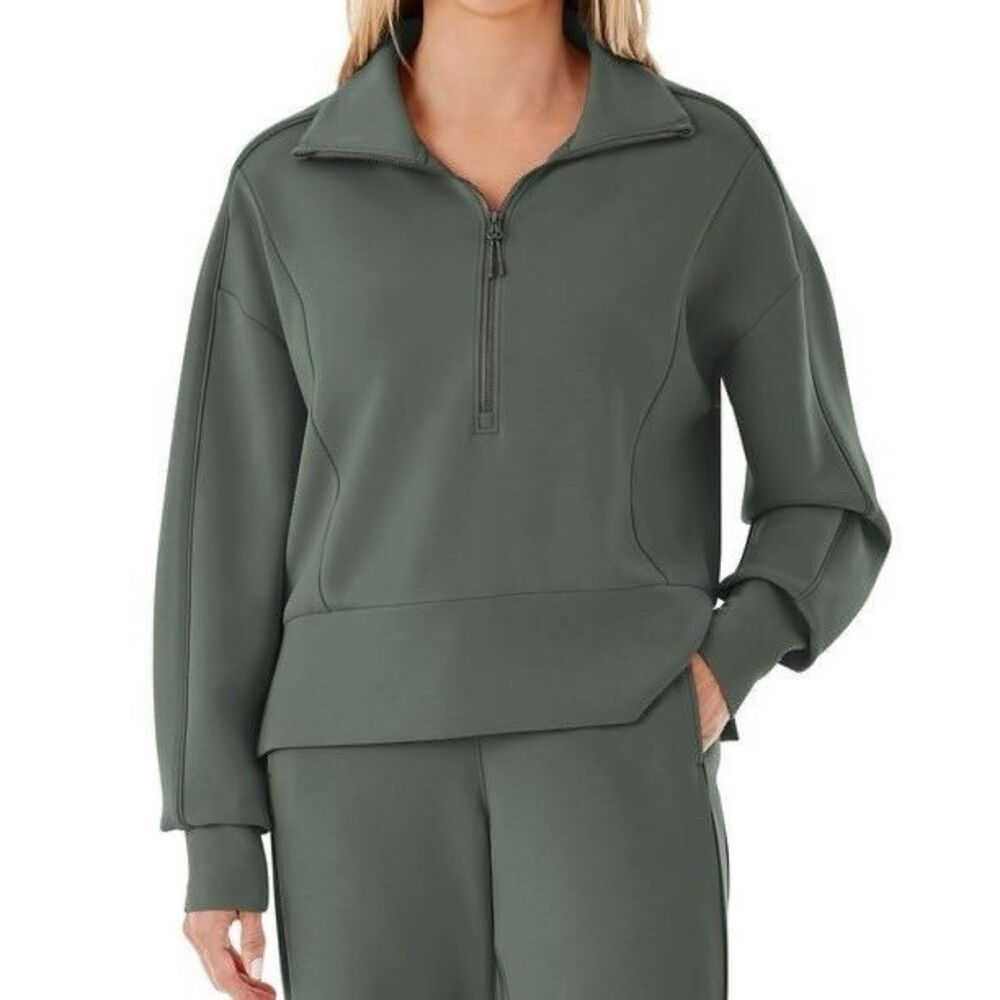 NWT Member's Mark Sandwash Half Zip Pullover Green - Size Large
